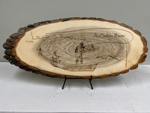 AuSable River Laser Engraved  Wood Art