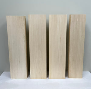 Basswood Carving Blocks (3) blocks 2.375" x 6" x 23", 1 block 2.375" x 5" x 23"