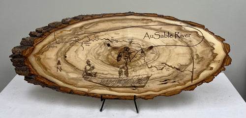 AuSable River Laser Engraved  Wood Art