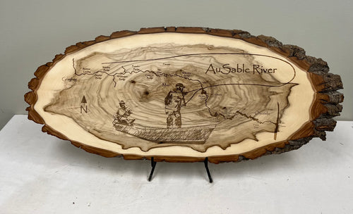 AuSable River Laser Engraved  Wood Art