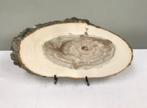 LARAS CRAFTS Round Rustic Poplar Wood with Bark Plaque 