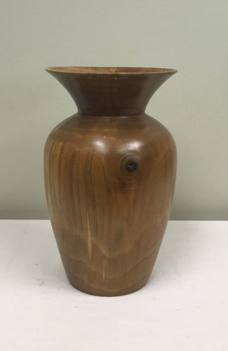 Wood turned walnut vase