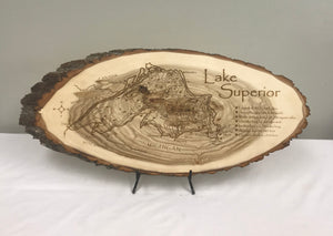 Lake Superior Laser Engraved Wood Art