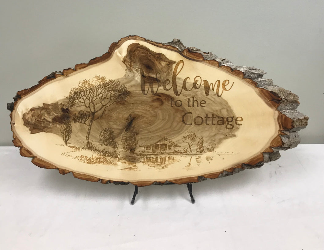 Welcome to the Cottage - Laser Engraved Wood Plaque